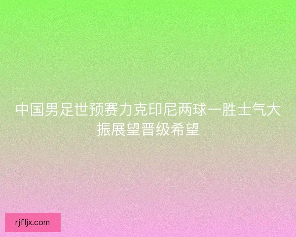 中国男足世预赛力克印尼两球一胜士气大振展望晋级希望